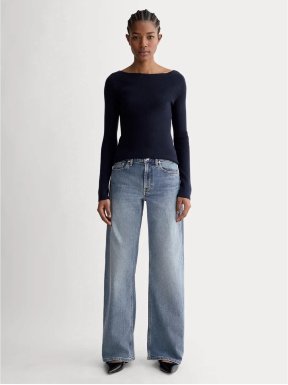 Everlane Wide Leg Barrel Jean Organic Cotton Medium Blue Wash Mid Rise US29R